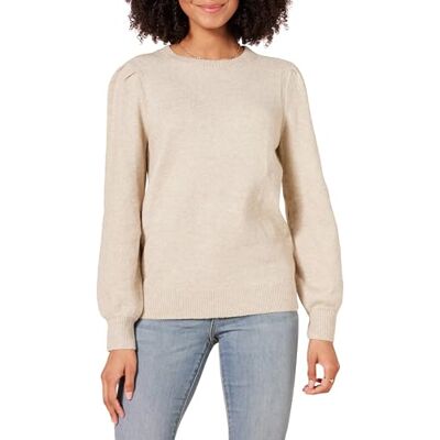 Amazon Essentials Damen Soft-Touch-Pullover mit plissierter Schulter und Rundhalsausschnitt, Beige, M Amazon Essentials Damen Soft-Touch-Pullover mit plissierter Schulter und Rundhalsausschnitt, Beige, M