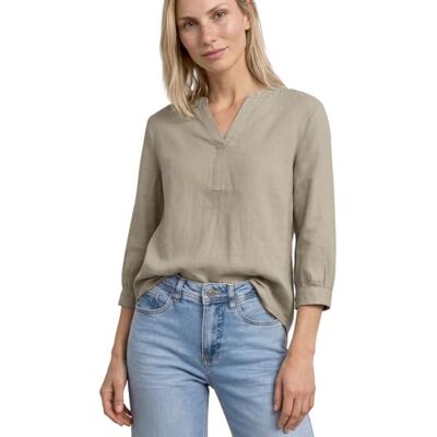 Street One Bluse mit Split Neck aus Leinenmix Timeless beige 40 Street One Bluse mit Split Neck aus Leinenmix Timeless beige 40