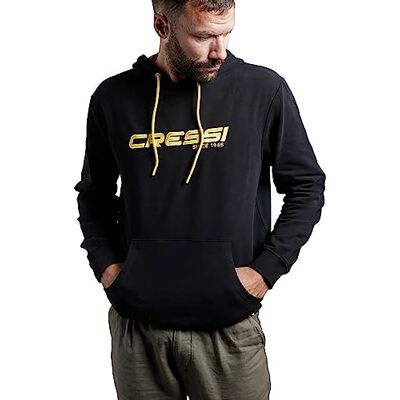 CRESSI Hoodie Unisex Black/Yellow S Sportliches Sweatshirt Kapuze mit Kordelzug, Schwarz/Gelb, Erwachsene, S CRESSI Hoodie Unisex Black/Yellow S Sportliches Sweatshirt Kapuze mit Kordelzug, Schwarz/Gelb, Erwachsene, S