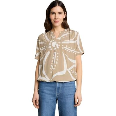 TOM TAILOR Damen 1049796 Bluse, 41046-Big Olive White Flower Print, 42 TOM TAILOR Damen 1049796 Bluse, 41046-Big Olive White Flower Print, 42