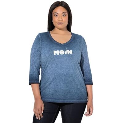 Ulla Popken Damen große Größen Übergrößen Plus Size Shirt, Moin, V-Ausschnitt, 3/4-Arm Marine 42+ 846737130-42+ Ulla Popken Damen große Größen Übergrößen Plus Size Shirt, Moin, V-Ausschnitt, 3/4-Arm Marine 42+ 846737130-42+