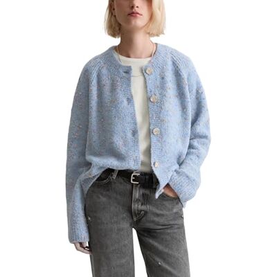 Marc O' Polo Marc OߴPolo Denim Damen Cardigan mit Bouclé-Struktur Relaxed Fit, Blau (Blue Dusk), XXL Marc O' Polo Marc OߴPolo Denim Damen Cardigan mit Bouclé-Struktur Relaxed Fit, Blau (Blue Dusk), XXL