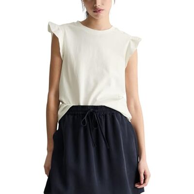 Marc O' Polo Marc OߴPolo Denim Damen Tanktop mit Volantärmeln Regular Fit, Weiß (Silky White), L Marc O' Polo Marc OߴPolo Denim Damen Tanktop mit Volantärmeln Regular Fit, Weiß (Silky White), L