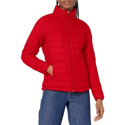 Amazon Essentials Damen Leichte, langärmelige, Wasserabweisende, packbare Pufferjacke (in Übergröße erhältlich), Rot, S Amazon Essentials Damen Leichte, langärmelige, Wasserabweisende, packbare Pufferjacke (in Übergröße erhältlich), Rot, S