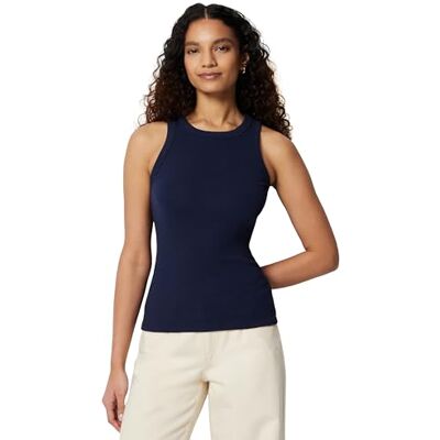 Amazon Essentials Damen Geripptes Tanktop mit Hohem Halsausschnitt und Hohem Kragen, Marineblau, M Amazon Essentials Damen Geripptes Tanktop mit Hohem Halsausschnitt und Hohem Kragen, Marineblau, M