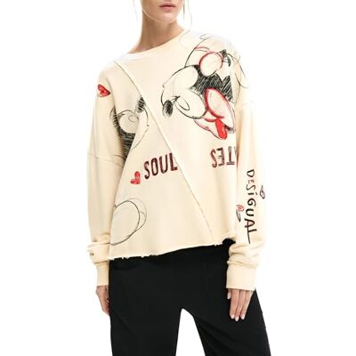 Desigual Damen Muak Mickey Sweatshirt, Schwarz, 42 Desigual Damen Muak Mickey Sweatshirt, Schwarz, 42