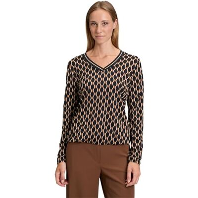 Betty Barclay Damen Blusenshirt mit V-Ausschnitt 44, Schwarz/Beige Betty Barclay Damen Blusenshirt mit V-Ausschnitt 44, Schwarz/Beige