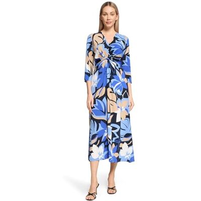 Betty Barclay Damen Midikleid mit Raffung 38, Dunkelblau/Blau Betty Barclay Damen Midikleid mit Raffung 38, Dunkelblau/Blau