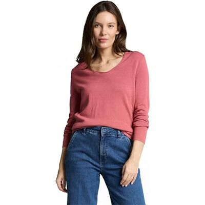 TOM TAILOR Damen Basic Strickpullover mit V-Ausschnitt, 11183 Cozy Pink, XXL TOM TAILOR Damen Basic Strickpullover mit V-Ausschnitt, 11183 Cozy Pink, XXL