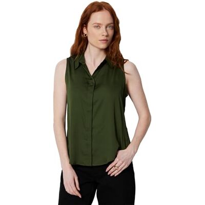 Amazon Essentials Damen Ärmellose Bluse mit Knopfleiste, Normale Passform, Dunkelgrün, XX-Large Amazon Essentials Damen Ärmellose Bluse mit Knopfleiste, Normale Passform, Dunkelgrün, XX-Large