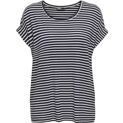 ONLY Carmakoma Damen Carmoster Stripe S/S O-Neck Top JRS Noos, Night Sky, XL EU ONLY Carmakoma Damen Carmoster Stripe S/S O-Neck Top JRS Noos, Night Sky, XL EU