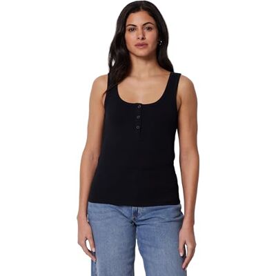 Amazon Essentials Damen Geripptes Ripp-Tanktop Henley aus Baumwolle, Schwarz, M Amazon Essentials Damen Geripptes Ripp-Tanktop Henley aus Baumwolle, Schwarz, M