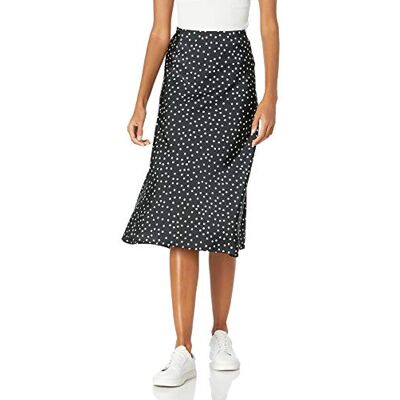 The Drop Damen Maya Rock, seidiger Slip-Skirt-Stil, Weiß/Schwarz gepunktet, M The Drop Damen Maya Rock, seidiger Slip-Skirt-Stil, Weiß/Schwarz gepunktet, M