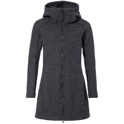 VAUDE Damen Mantel Tinshan Coat III, moderner Wollmix-Mantel mit weichem Fleece-Innenfutter, phantom black, 36 VAUDE Damen Mantel Tinshan Coat III, moderner Wollmix-Mantel mit weichem Fleece-Innenfutter, phantom black, 36