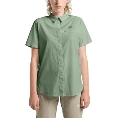 Jack Wolfskin Damen Vandra S/S Shirt W Bluse, Eucalyptus, L EU Jack Wolfskin Damen Vandra S/S Shirt W Bluse, Eucalyptus, L EU