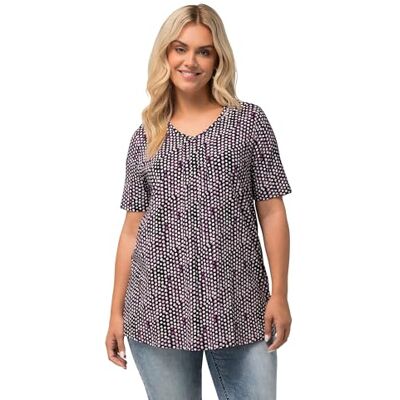 Ulla Popken , Damen, große Größen, Fältchenshirt mit Minimaldruck Ulla Popken , Damen, große Größen, Fältchenshirt mit Minimaldruck