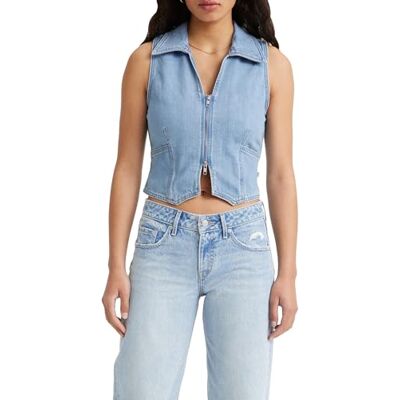 Levi's Damen Lilou Denim Vest Top, Blushing Don 4, L Levi's Damen Lilou Denim Vest Top, Blushing Don 4, L