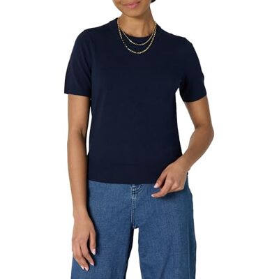 Amazon Essentials Damen Regular-Fit-Kurzarmpullover-Top, Marineblau, XL Amazon Essentials Damen Regular-Fit-Kurzarmpullover-Top, Marineblau, XL