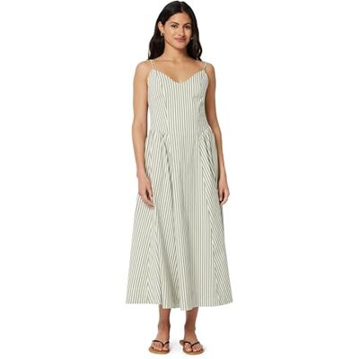 Amazon Essentials Damen Fit & Flare Sommer-Midikleid aus Baumwollpopeline, Verwaschenes Khaki-grün, Gleichmäßige Streifen, S Amazon Essentials Damen Fit & Flare Sommer-Midikleid aus Baumwollpopeline, Verwaschenes Khaki-grün, Gleichmäßige Streifen, S