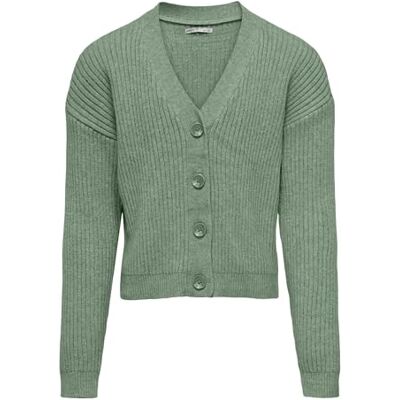 KIDS ONLY Damen Kogmandy Ls Short Boxy Cardigan KNT, Hedge Green, 122-128 EU KIDS ONLY Damen Kogmandy Ls Short Boxy Cardigan KNT, Hedge Green, 122-128 EU