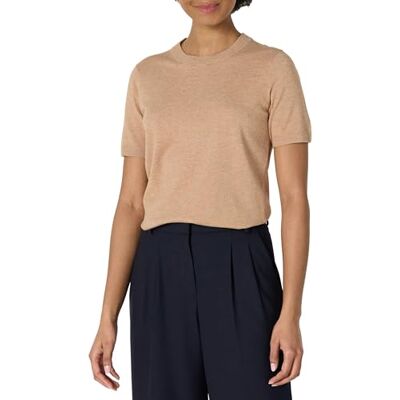 Amazon Essentials Damen Regular-Fit-Kurzarmpullover-Top, Kamelbraun Meliert, XXL Amazon Essentials Damen Regular-Fit-Kurzarmpullover-Top, Kamelbraun Meliert, XXL