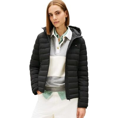 Tommy Hilfiger Damen Pufferjacke Stretch Nylon Slim Fit, Schwarz (Black), S Tommy Hilfiger Damen Pufferjacke Stretch Nylon Slim Fit, Schwarz (Black), S
