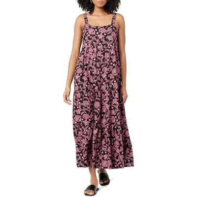 The Drop Damen Britt Maxi-Zeltkleid im Stufendesign, Schwarz/Rosa Paisleymuster, M The Drop Damen Britt Maxi-Zeltkleid im Stufendesign, Schwarz/Rosa Paisleymuster, M
