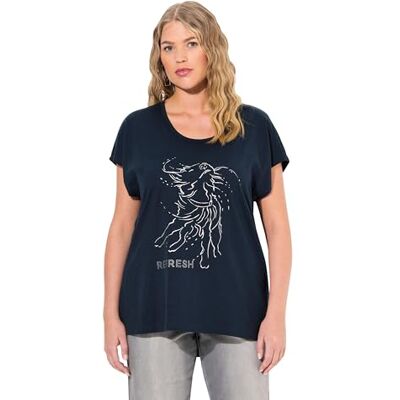 Ulla Popken Damen große Größen Übergrößen Plus Size T-Shirt, Metallic-Tiermotiv, Oversized, Rundhals, Halbarm Ulla Popken Damen große Größen Übergrößen Plus Size T-Shirt, Metallic-Tiermotiv, Oversized, Rundhals, Halbarm