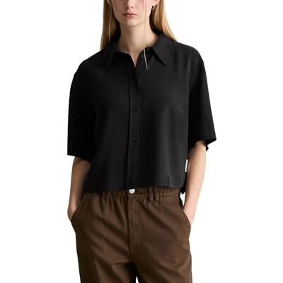 Marc O' Polo Marc OߴPolo Denim Damen Kurzarmbluse Cropped Relaxed Fit, Schwarz (Black), M Marc O' Polo Marc OߴPolo Denim Damen Kurzarmbluse Cropped Relaxed Fit, Schwarz (Black), M
