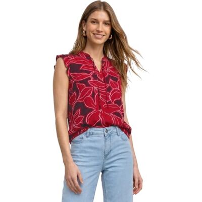 Street One Top mit Strukturmix und Crochet-Details Salsa red 46 Street One Top mit Strukturmix und Crochet-Details Salsa red 46