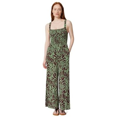 Amazon Essentials Damen-Jumpsuit mit quadratischem Ausschnitt und weitem Bein, ärmellos, Salbeigrün, abstrakte Handflächen, Größe M Amazon Essentials Damen-Jumpsuit mit quadratischem Ausschnitt und weitem Bein, ärmellos, Salbeigrün, abstrakte Handflächen, Größe M