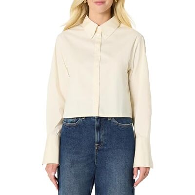 Amazon Essentials Damen Oversize-Bluse aus Baumwoll-Stretch-Popeline mit Knopfleiste, Creme, M Amazon Essentials Damen Oversize-Bluse aus Baumwoll-Stretch-Popeline mit Knopfleiste, Creme, M