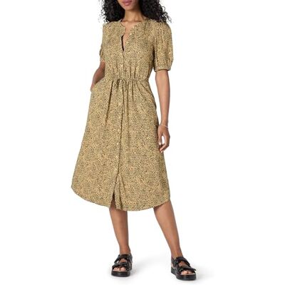 Amazon Essentials Damen Relaxed Fit Halbarm Tailliert Midi A-Linie Kleid Schwarz Camel Animal Print Large Amazon Essentials Damen Relaxed Fit Halbarm Tailliert Midi A-Linie Kleid Schwarz Camel Animal Print Large
