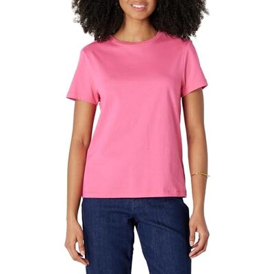 Amazon Essentials Damen Kurzarm-T-Shirt mit Rundhalsausschnitt, Regular Fit aus 100 % Baumwolle, Intensive Rosa, M Amazon Essentials Damen Kurzarm-T-Shirt mit Rundhalsausschnitt, Regular Fit aus 100 % Baumwolle, Intensive Rosa, M