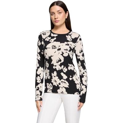 Betty Barclay Damen Basic Shirt mit Rippbündchen 44, Schwarz/Weiß Betty Barclay Damen Basic Shirt mit Rippbündchen 44, Schwarz/Weiß