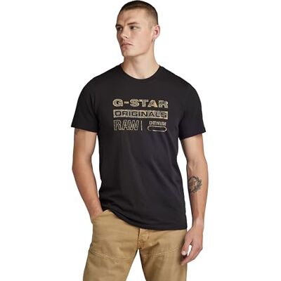 G-STAR RAW Herren Distressed Originals Slim T-Shirt, Schwarz (dk Black D24420-336-6484), XS G-STAR RAW Herren Distressed Originals Slim T-Shirt, Schwarz (dk Black D24420-336-6484), XS
