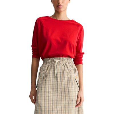 Marc O' Polo Marc OߴPolo Denim Damen Langarmshirt mit U-Boot-Ausschnitt Relaxed Fit, Rot (Carmine Red), M Marc O' Polo Marc OߴPolo Denim Damen Langarmshirt mit U-Boot-Ausschnitt Relaxed Fit, Rot (Carmine Red), M