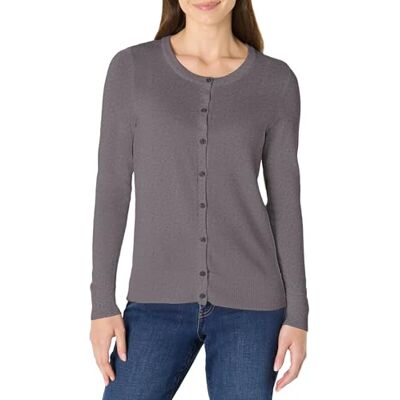 Amazon Essentials Damen Leichte Rundhalsstrickjacke (Erhältlich In Übergröße), Dunkelgrau Meliert, XXL Amazon Essentials Damen Leichte Rundhalsstrickjacke (Erhältlich In Übergröße), Dunkelgrau Meliert, XXL