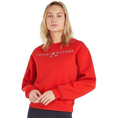 Tommy Hilfiger Damen Sweatshirt ohne Kapuze, Rot (Fireworks), 3XL Tommy Hilfiger Damen Sweatshirt ohne Kapuze, Rot (Fireworks), 3XL