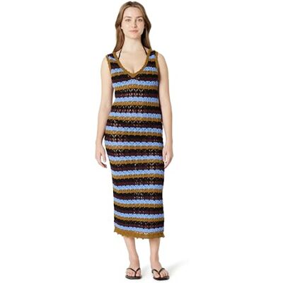 Amazon Essentials Damen Häkel-Strandkleid aus Baumwolle, Mehrfarbig Querstreifen, M Amazon Essentials Damen Häkel-Strandkleid aus Baumwolle, Mehrfarbig Querstreifen, M