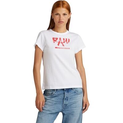 G-STAR RAW Damen Calligraphy Graphic Top, Weiß (White D24498-D511-110), S G-STAR RAW Damen Calligraphy Graphic Top, Weiß (White D24498-D511-110), S
