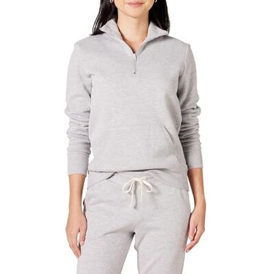 Amazon Essentials Damen Langarm-Oberteil aus Fleece mit Viertelreißverschluss (in Übergröße erhältlich), Hellgrau Meliert, S Amazon Essentials Damen Langarm-Oberteil aus Fleece mit Viertelreißverschluss (in Übergröße erhältlich), Hellgrau Meliert, S