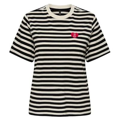 ONLY Damen Onllivina S/S O-Neck Stripe Top Box JRS, Black, Large ONLY Damen Onllivina S/S O-Neck Stripe Top Box JRS, Black, Large