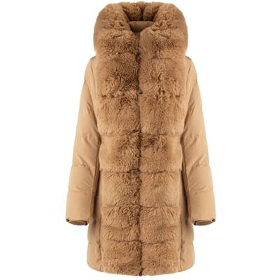Apart Damen Winterjacke mit Kunstfellkapuze, oberschenkellangem,wattiertem Mantel,warmer Steppjacke,normaler Passform,Zwei-Wege-Reißverschluss,Belted Outdoor-Mantel für jeden Tag Winter tragen Apart Damen Winterjacke mit Kunstfellkapuze, oberschenkellangem,wattiertem Mantel,warmer Steppjacke,normaler Passform,Zwei-Wege-Reißverschluss,Belted Outdoor-Mantel für jeden Tag Winter tragen
