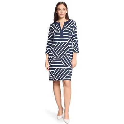 Betty Barclay Damen Jerseykleid mit 3/4 Arm 44, Blau/Weiß Betty Barclay Damen Jerseykleid mit 3/4 Arm 44, Blau/Weiß