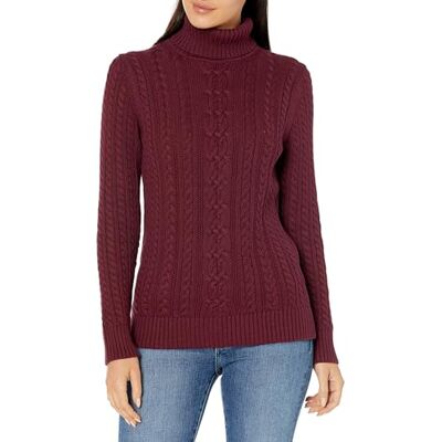 Amazon Essentials Damen Leichter Rollkragenpullover Mit Zopfmuster (Erhältlich In Übergröße), Burgunderrot, M Amazon Essentials Damen Leichter Rollkragenpullover Mit Zopfmuster (Erhältlich In Übergröße), Burgunderrot, M