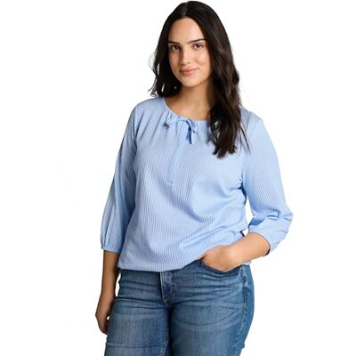 TOM TAILOR Damen 1051961 Plussize Shirt-Bluse Mit Streifen, 34913 Blue White Thin Stripe, 52 Große Größen EU TOM TAILOR Damen 1051961 Plussize Shirt-Bluse Mit Streifen, 34913 Blue White Thin Stripe, 52 Große Größen EU