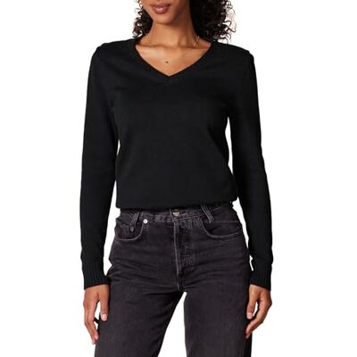 Amazon Essentials Damen Pullover aus 100 % Baumwolle, langärmelig, V-Ausschnitt, Schwarz, Größe XL Amazon Essentials Damen Pullover aus 100 % Baumwolle, langärmelig, V-Ausschnitt, Schwarz, Größe XL