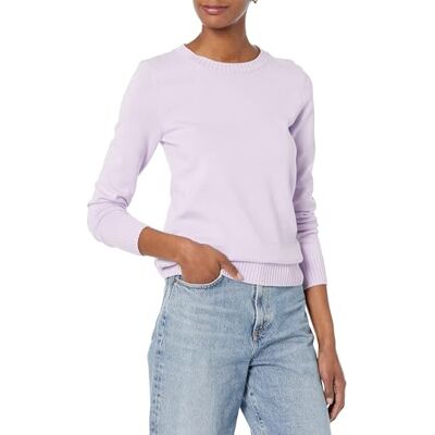 Amazon Essentials Damen Pullover Mit Rundhalsausschnitt Aus 100 % Baumwolle (Erhältlich In Übergröße), Pastelllila, M Amazon Essentials Damen Pullover Mit Rundhalsausschnitt Aus 100 % Baumwolle (Erhältlich In Übergröße), Pastelllila, M