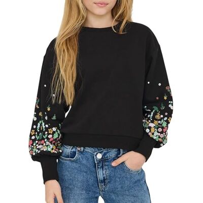 LDKEKDF Only & Kids Damen Kogbrooke L/S O-Neck Flower SWT Noos, Schwarz, 158-164 EU LDKEKDF Only & Kids Damen Kogbrooke L/S O-Neck Flower SWT Noos, Schwarz, 158-164 EU